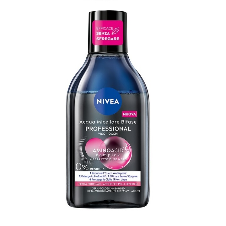 nivea acqua micellare bifasica con olio per la rimozione del trucco waterproof nivea 400 ml. - foto 1