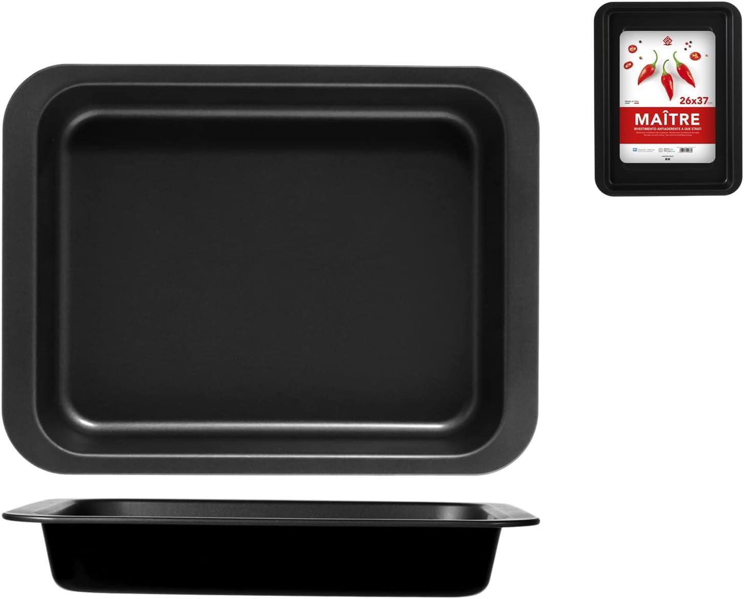 home teglia da forno con rivestimento antiaderente in alluminio rosticcera home maitre 28x22cm - foto 1