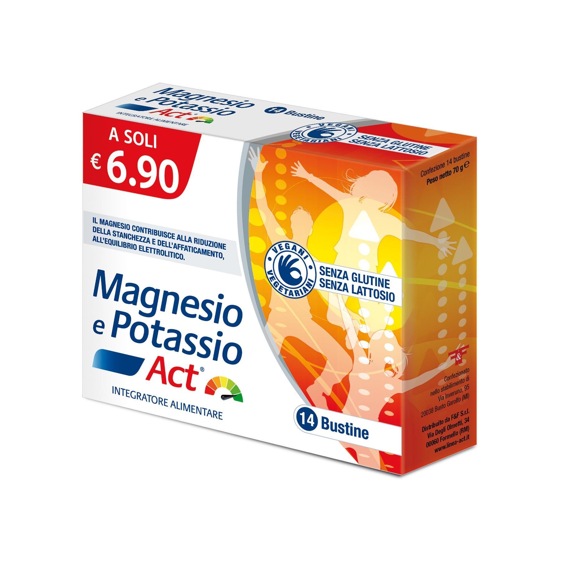 act integratore alimentare a base di magnesio e potassio act x14 bustine - foto 1