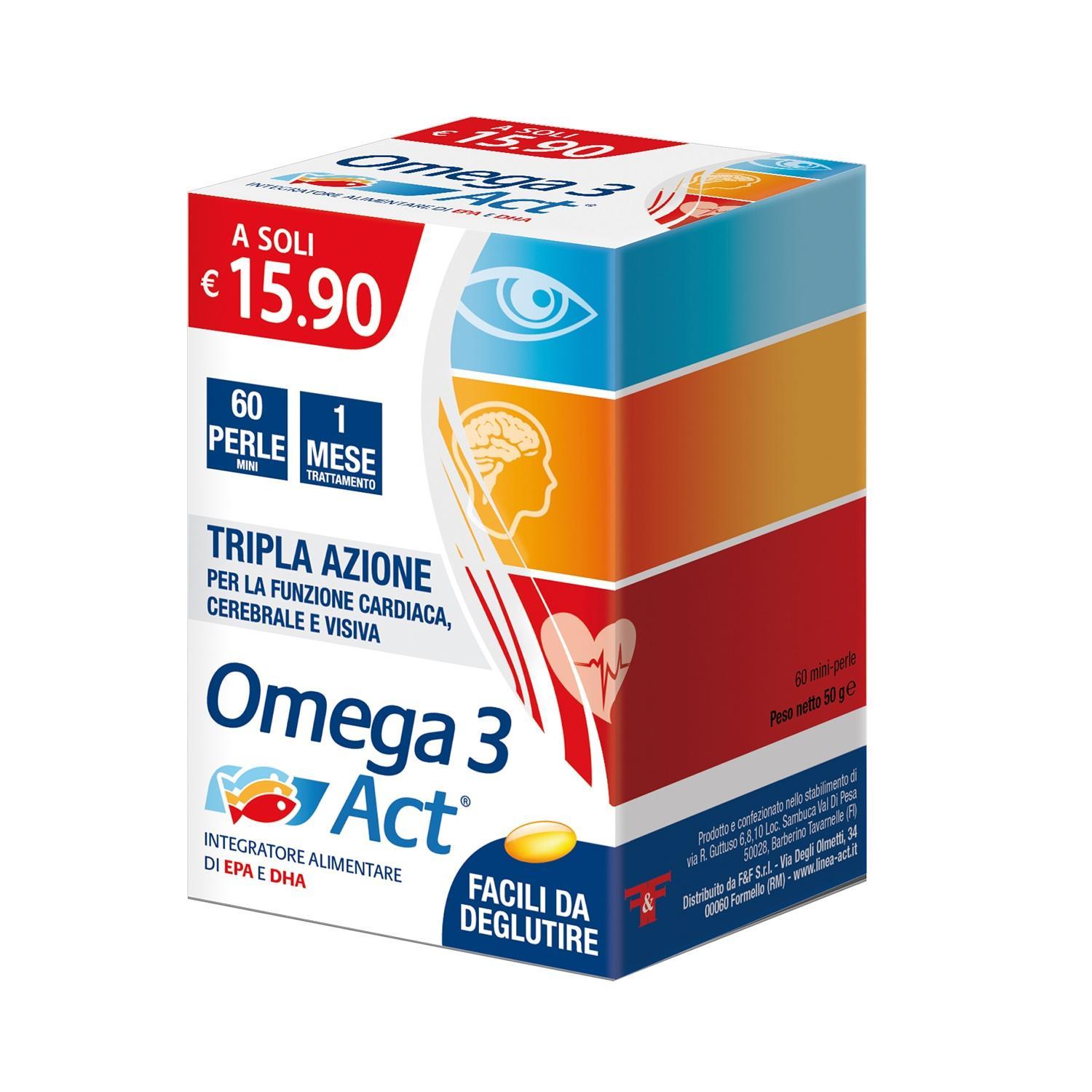 act integratore alimentare a base di olio di pesce con acidi grassi omega 3 x60 perle act da 540 mg. - foto 1