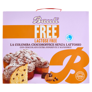 Colomba di pasqua senza lattosio con gocce di cioccolato fondente e copertura croccante  750 gr.