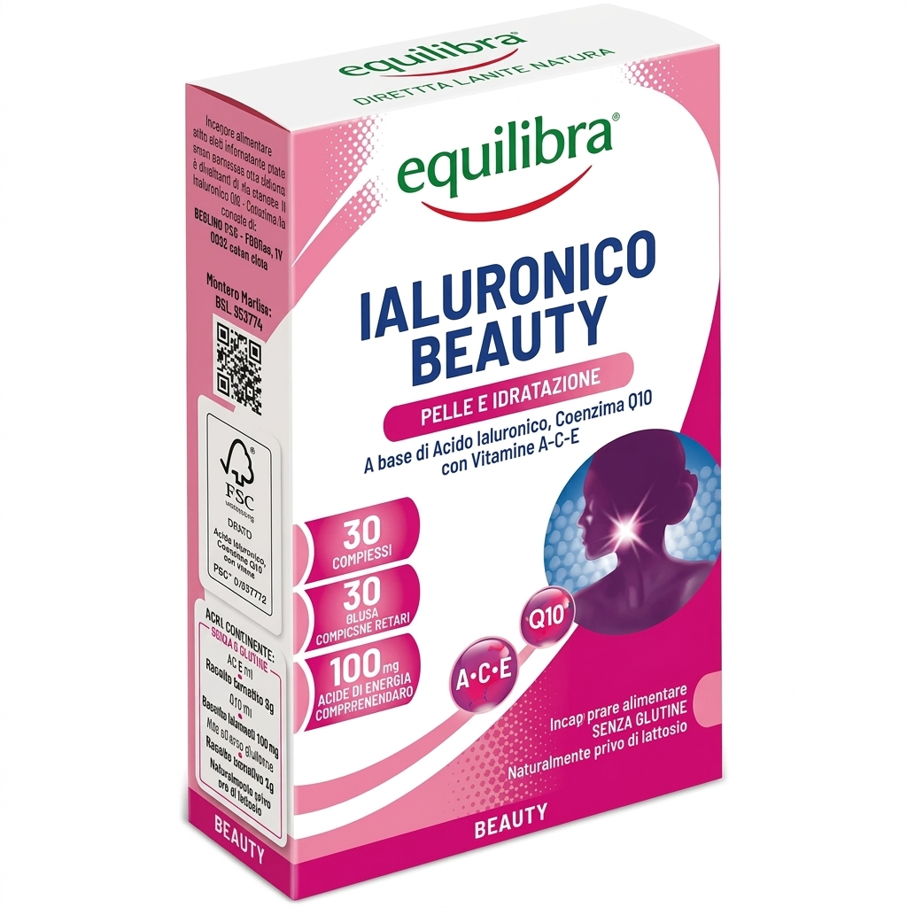 equilibra integratore alimentare acido ialuronico azione anti-age equilibra 30 compresse 15 gr. - foto 1