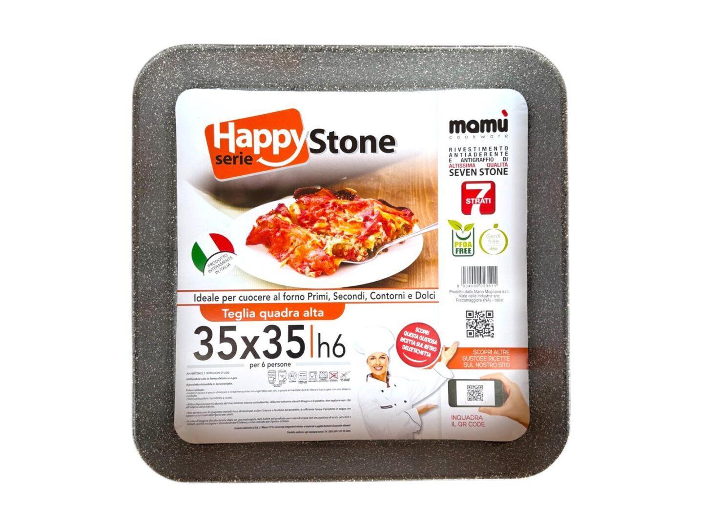 happy stone teglia quadra alta antiaderente 35x35 h6 happy stone - foto 1