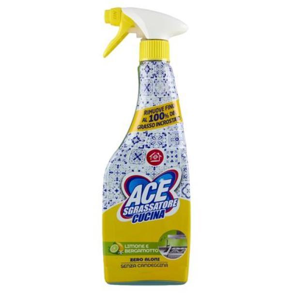 Sgrassatore Spray Cucina Limone e Bergamotto senza Candeggina Ace 600 ml Sgrassatore Spray Cucina Limone e Bergamotto senza Candeggina Ace 600 ml
