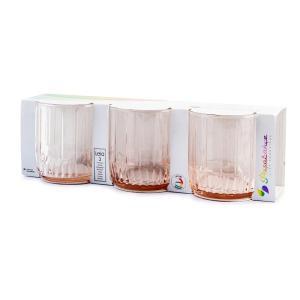 Set 3 bicchieri leia in vetro colorato rosa  26 cl.