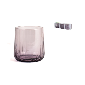 Set 3 bicchieri in vetro colorato per acqua e bevande lilla nova  31 cl