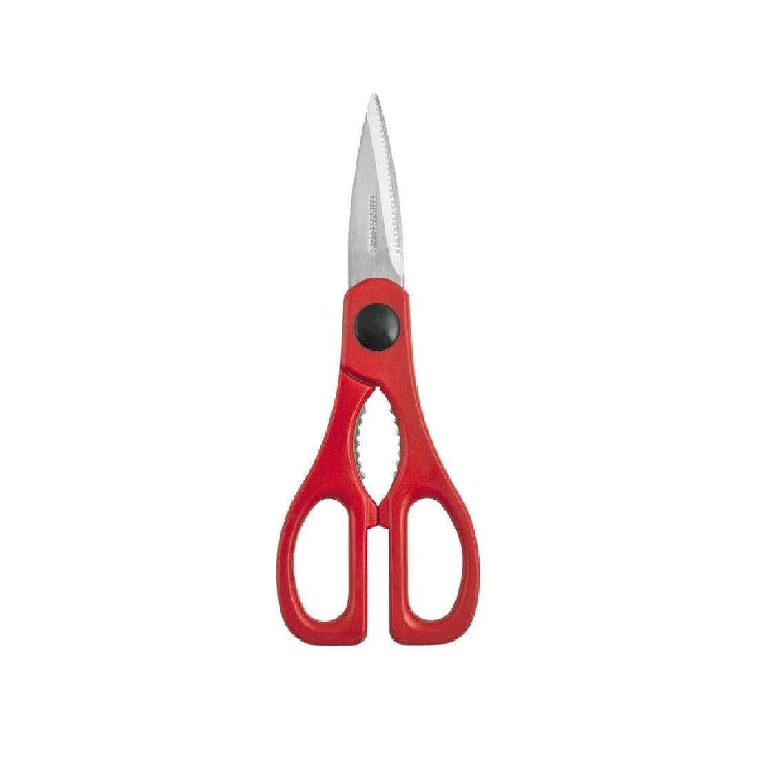 home mini forbice in acciao inox con manico rosso in plastica home - foto 1