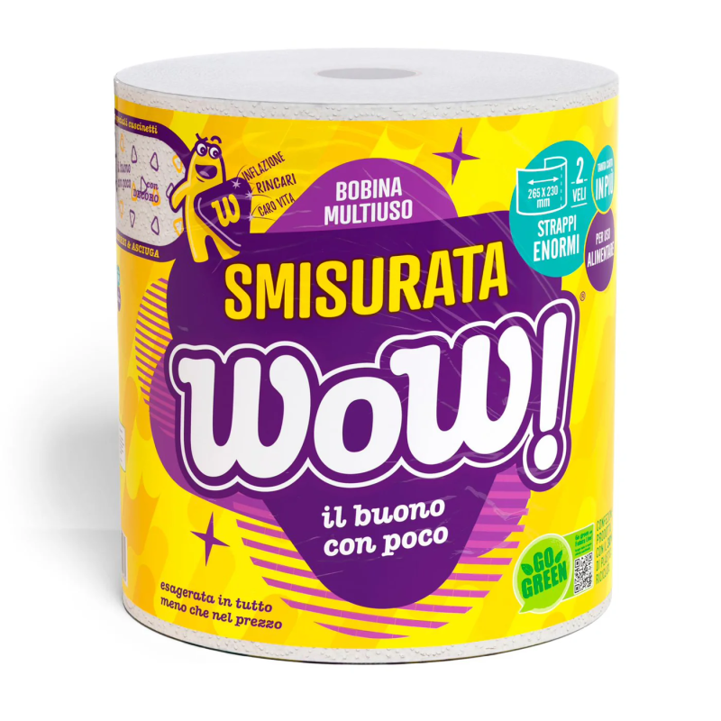 wow! bobina di carta assorbente multiuso smisurata wow 2 veli - foto 1