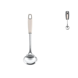 Mestolo in acciaio inox con manico in plastica  32 cm.