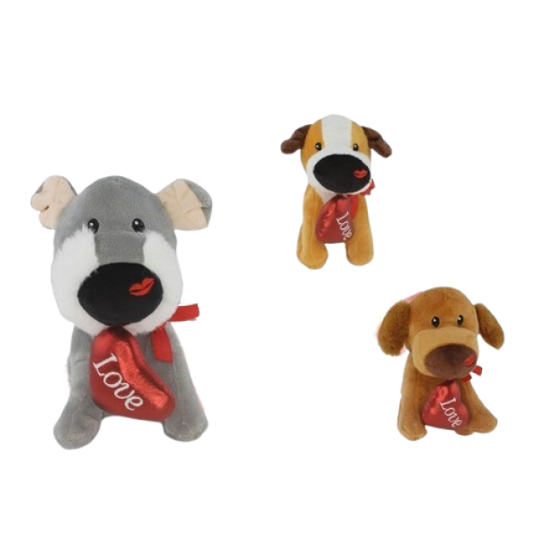 fgf import morbido peluche a forma di cane husky con cuore rosso 16 cm fgf import - foto 1