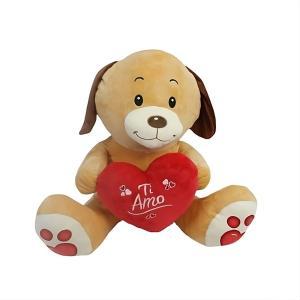 Maxi peluche a forma di cane con cuore ti amo 55 cm