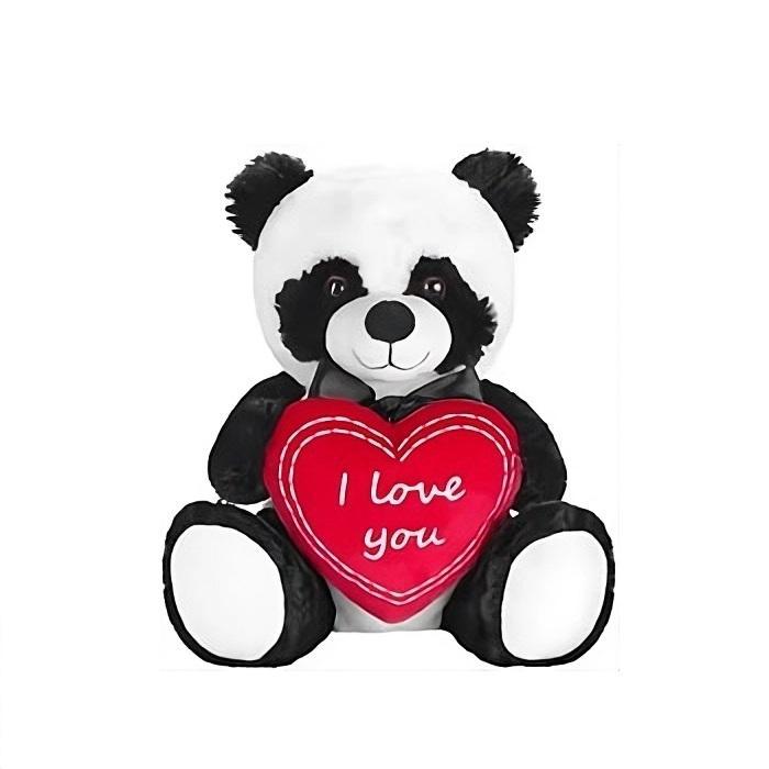 fgf import morbido peluche a forma di panda con cuore rosso 25 cm fgf import - foto 1