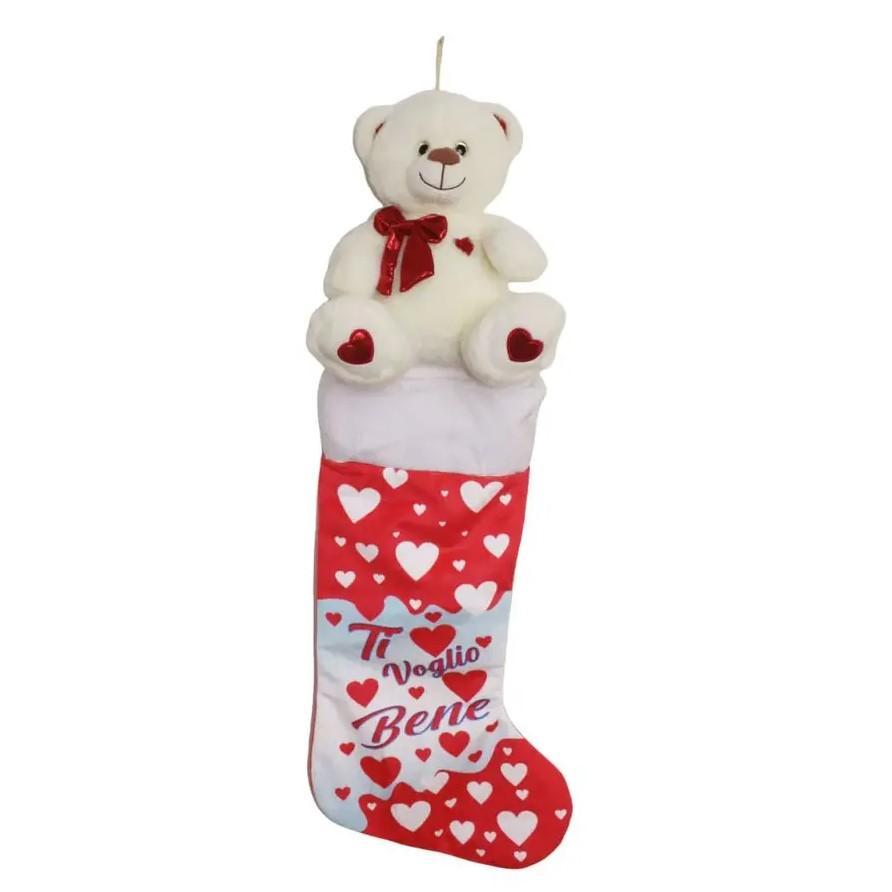 fgf import calza dell'epifania in tessuto con orso peluche 50 cm fgf import - foto 1