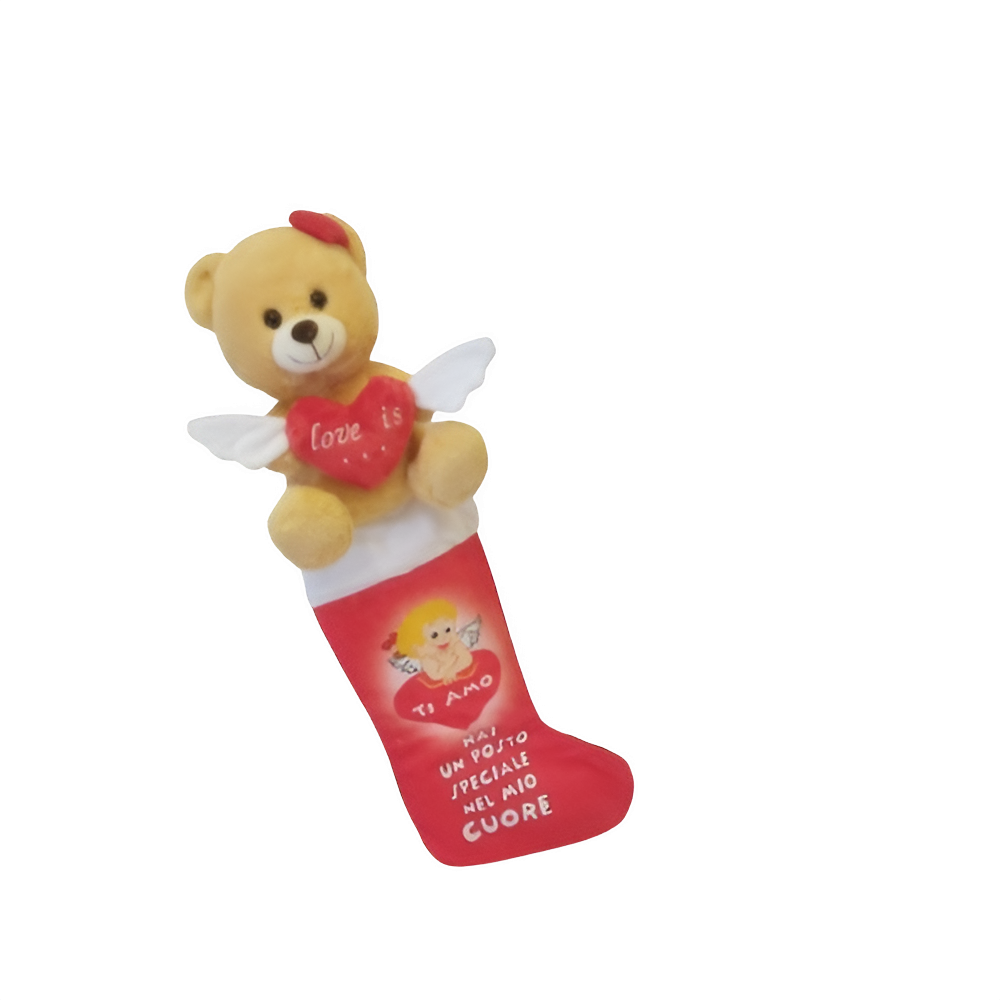 fgf import calza befana in tessuto con peluche orso e cuore fg fashion - foto 1