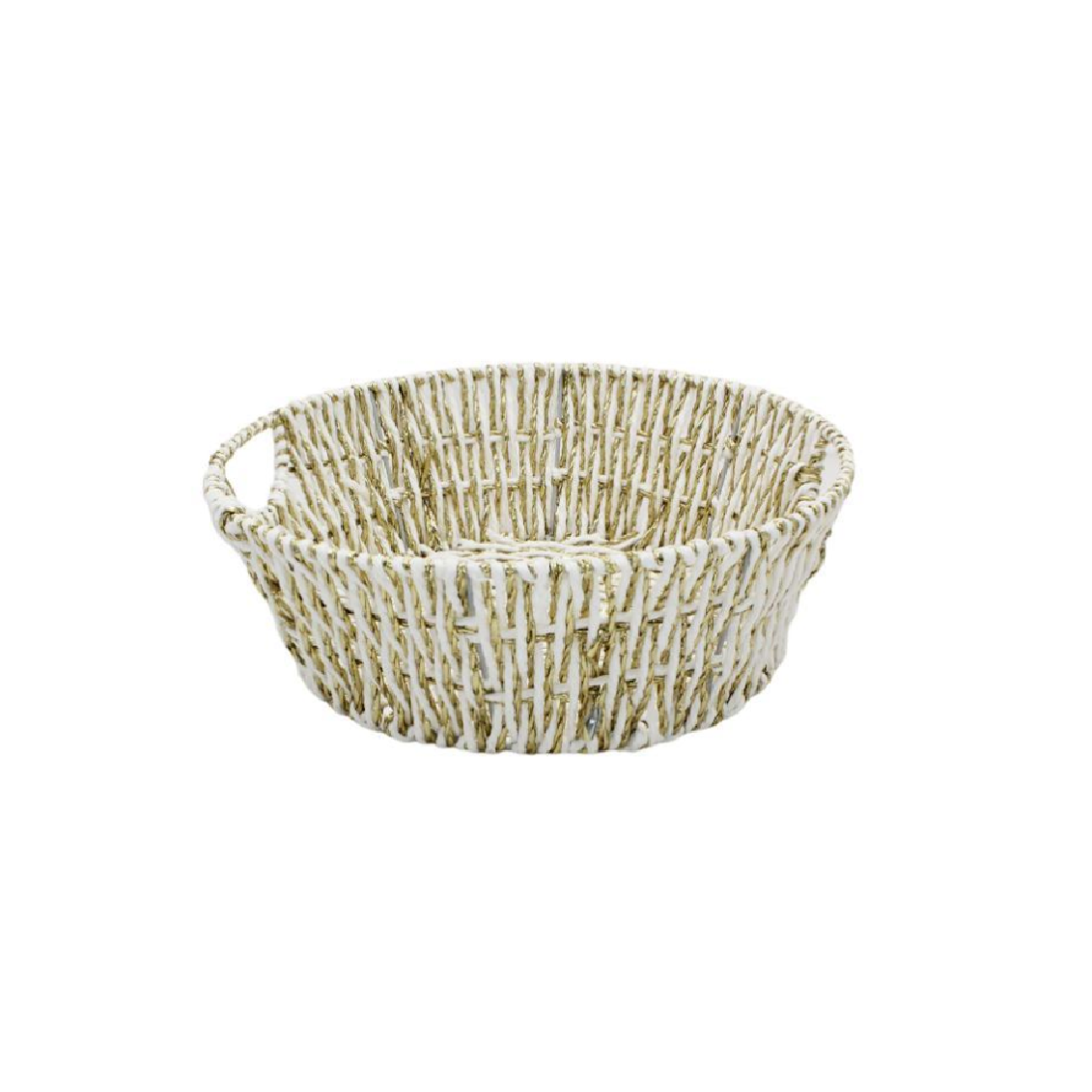 fgf import cesto rattan bianco/oro tondo fgf 34x12 cm. - foto 1