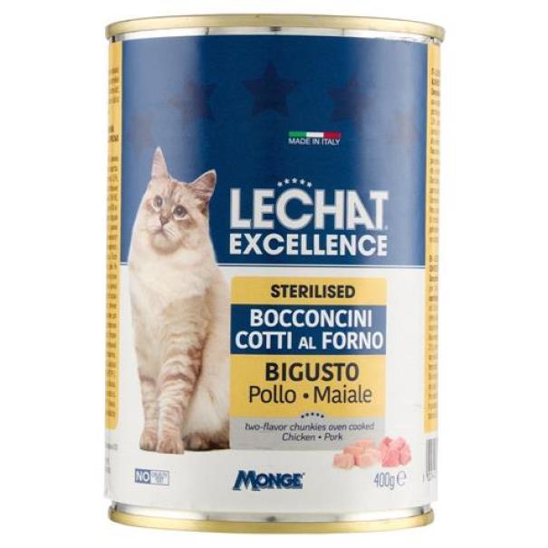lechat, monge, lechatexcellence, bocconciniper-gatti, cibo umido per gatti, gatti sterilizzati, spesaonline, 400 GR, LECHAT 400 GR, bonta, gusto pollo e tacchino, qualita, dispensa, piacere, fragranza, prodotti lechat, 400gr, benessere, 400 GR lechat bocconcini in salsa sterilized pollo e tacchino 400 gr lechat excellence - foto 1