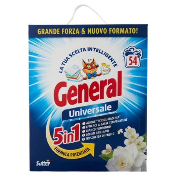 Detersivo in Polvere per Lavatrice Fustone 54 Misurini General 3 kg