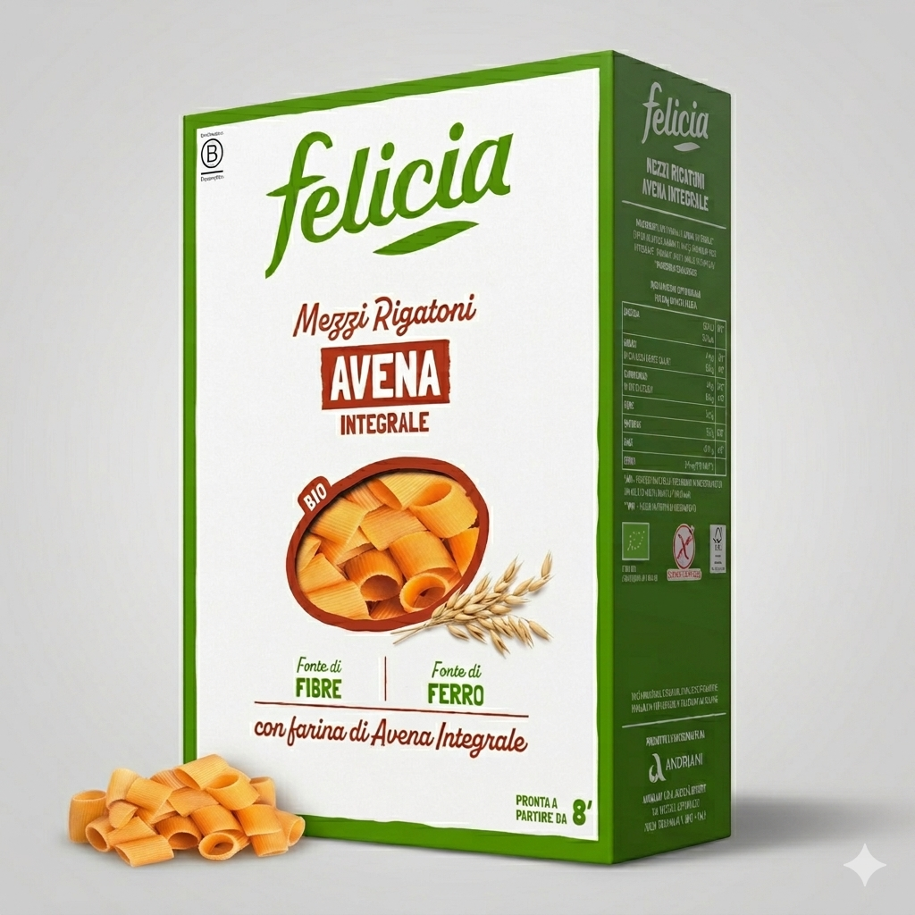 felicia pasta di avena integrale mezze rigate biologiche senza glutine felicia 340 gr. - foto 1
