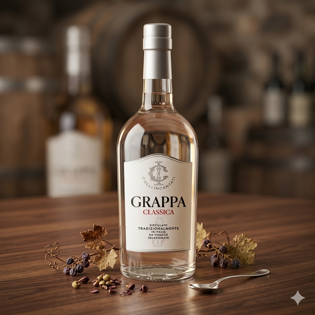 colli incantati grappa classica bianca tradizionale da vinacce selezionate 70 cl. - foto 1