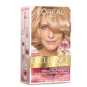Colorazione crema permanente excellence crème biondo chiarissimo n. 9 l'oréal paris