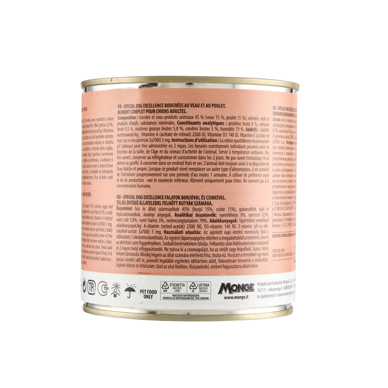 monge bocconi cotti al forno bigusto vitello pollo special dog excellence all breeds adult 720 gr. - foto 2