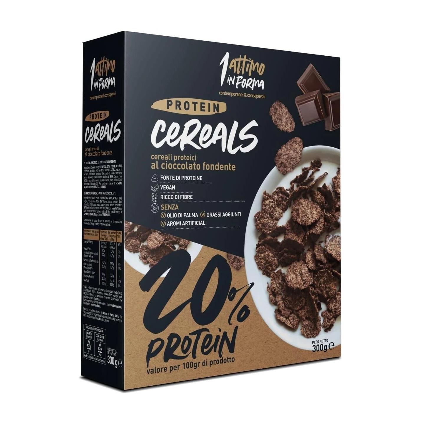 1 attimo in forma cereali proteici 20% cioccolato fondente vegano 300 gr. formato da 6 confezioni - foto 1