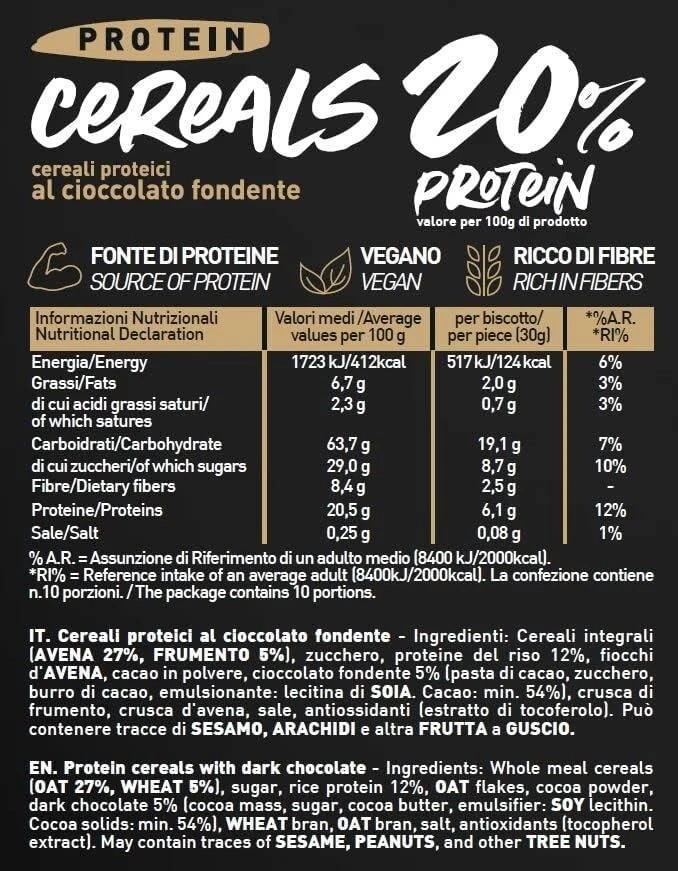 1 attimo in forma cereali proteici 20% cioccolato fondente vegano 300 gr. formato da 6 confezioni - foto 3