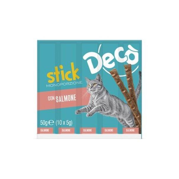 deco' stick cibo gatto monoporzione al salmone deco' 10x5 gr. - foto 1