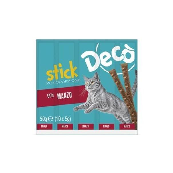 deco' stick cibo gatto monoporzione al manzo high meat deco' 10x5 gr. - foto 1