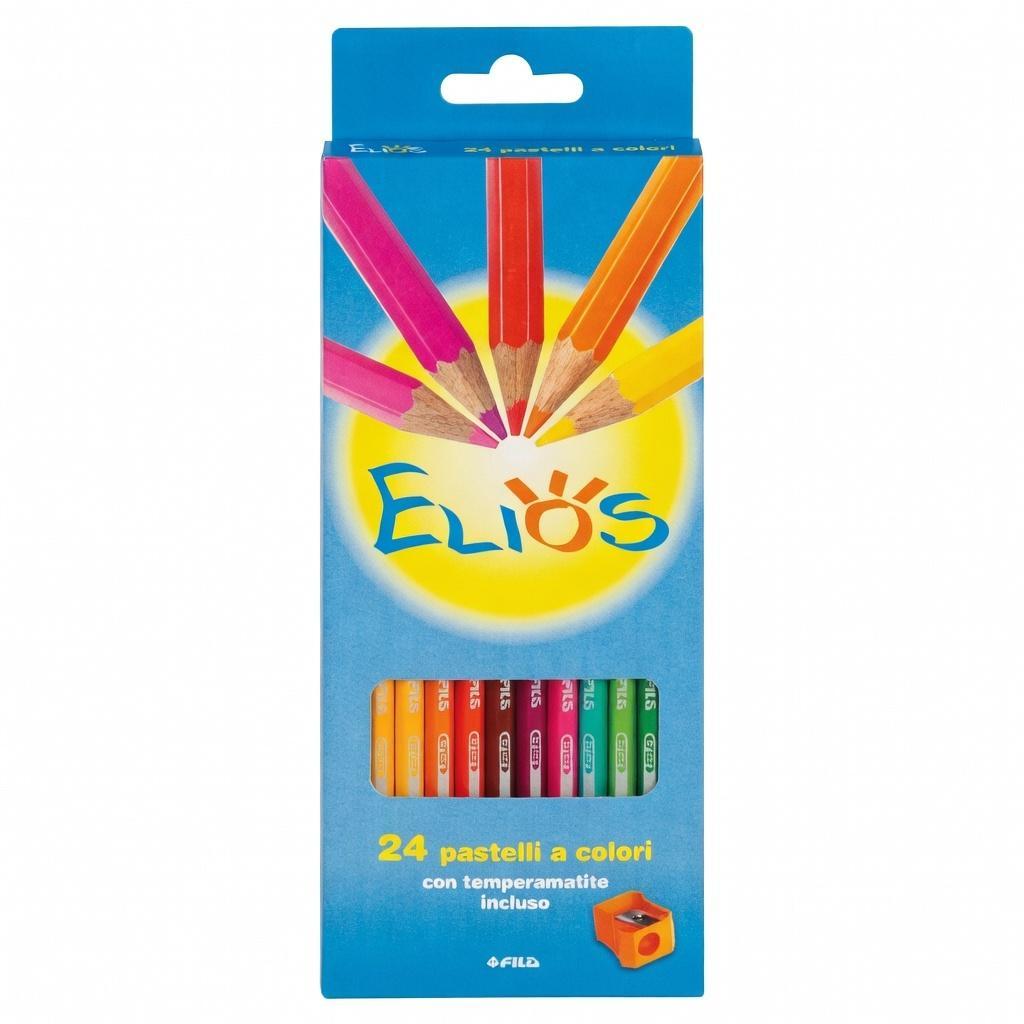 elios confezione di pastelli matite colorate con temperamatite elios x24 pz. - foto 1