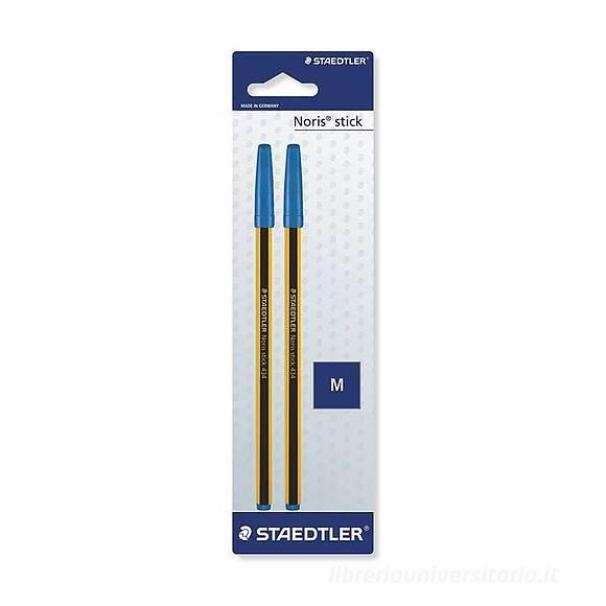 staedtler confezione di 2 penne a sfera blu noris stick 434 staedtler x2 pz. - foto 1