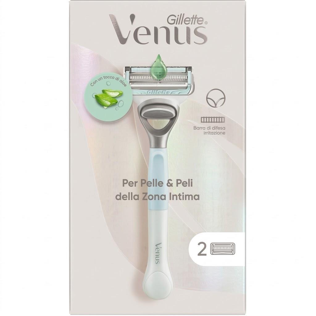 gilette delicato rasoio venus per pelle e peli zona intima + 2 ricariche gillette - foto 1