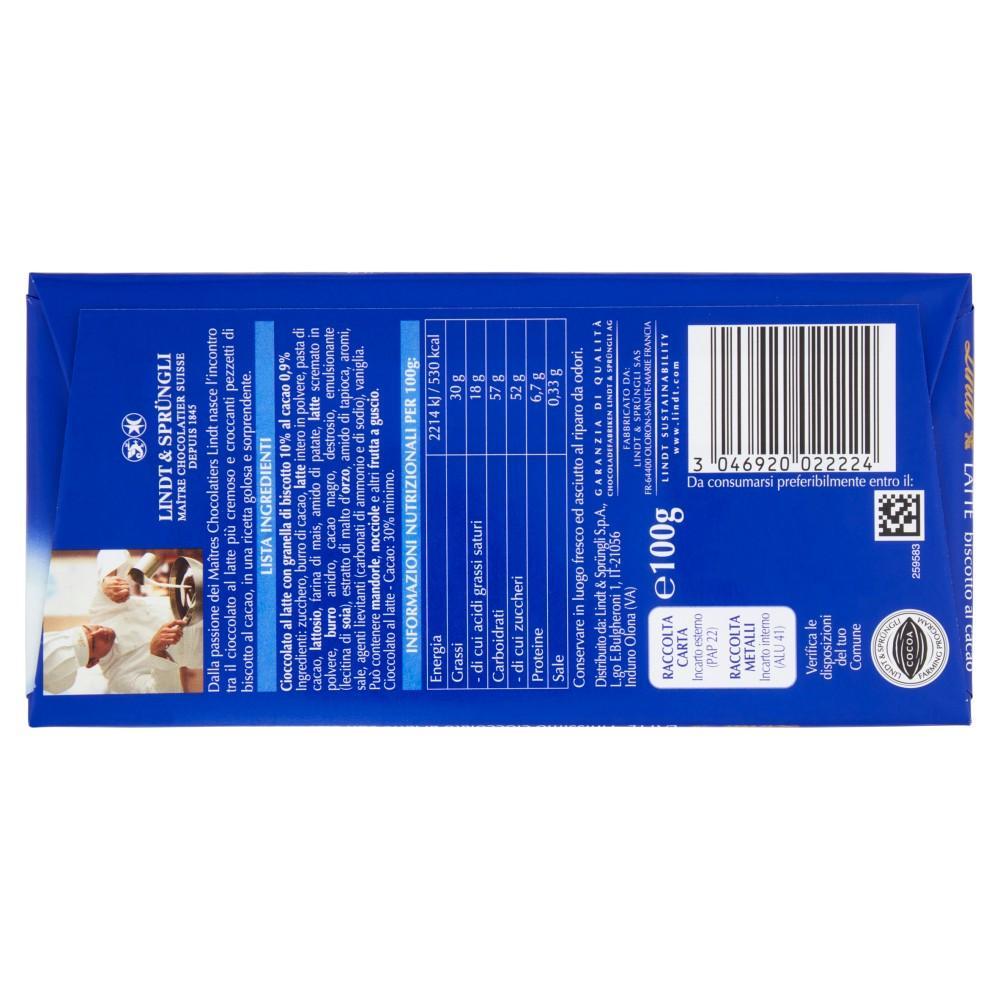 lindt tavoletta biscotto al cacao gamme bleue lindt 100 gr. - foto 2