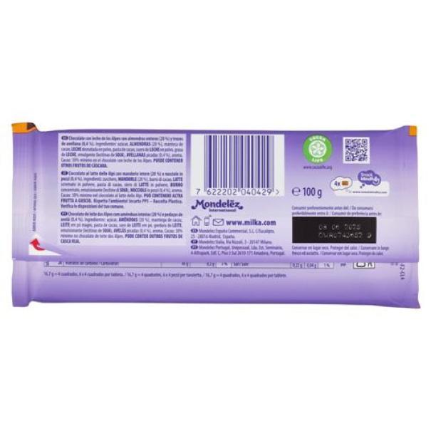 milka tavoletta di cioccolato al latte mandorlato milka da 100 gr. - foto 2