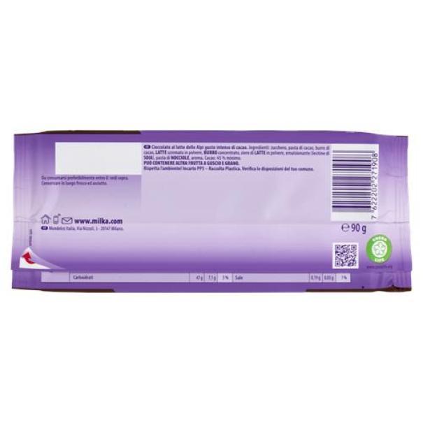milka barra di cioccolato al latte 100% alpino gusto intenso cacao da 90 gr. - foto 2