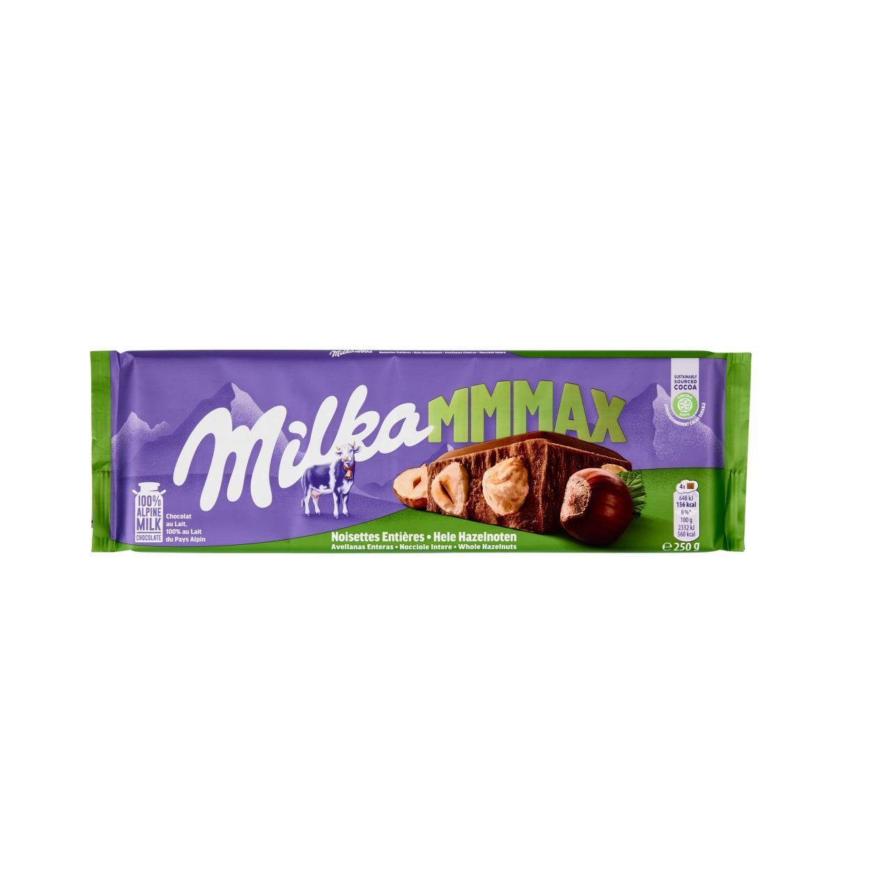 milka maxi tavoletta di cioccolato al latte 100% alpino con nocciole intere milka 250 gr. - foto 1