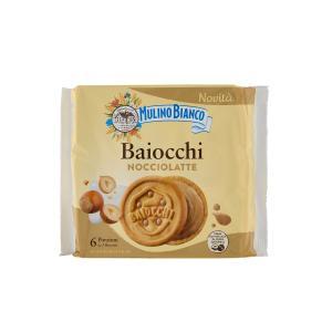 Biscotti baiocchi snack farciti con crema nocciole 100% italiane e latte  168 gr.