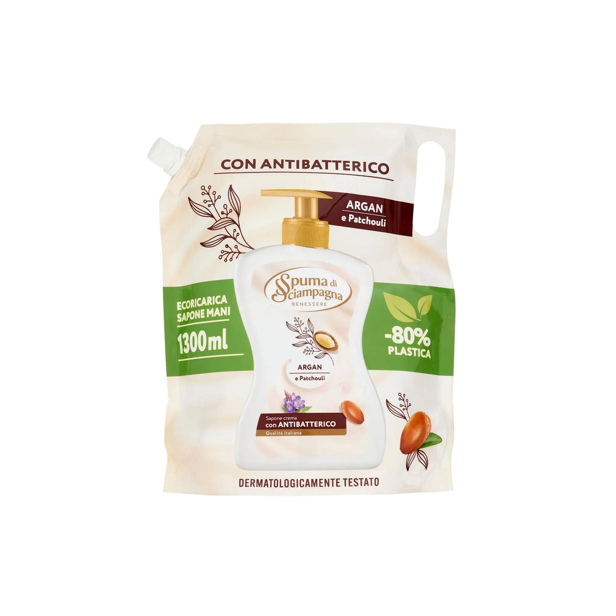 spuma di sciampagna sapone mani ecoricarica crema argan e patchouli 1300 ml. - foto 1