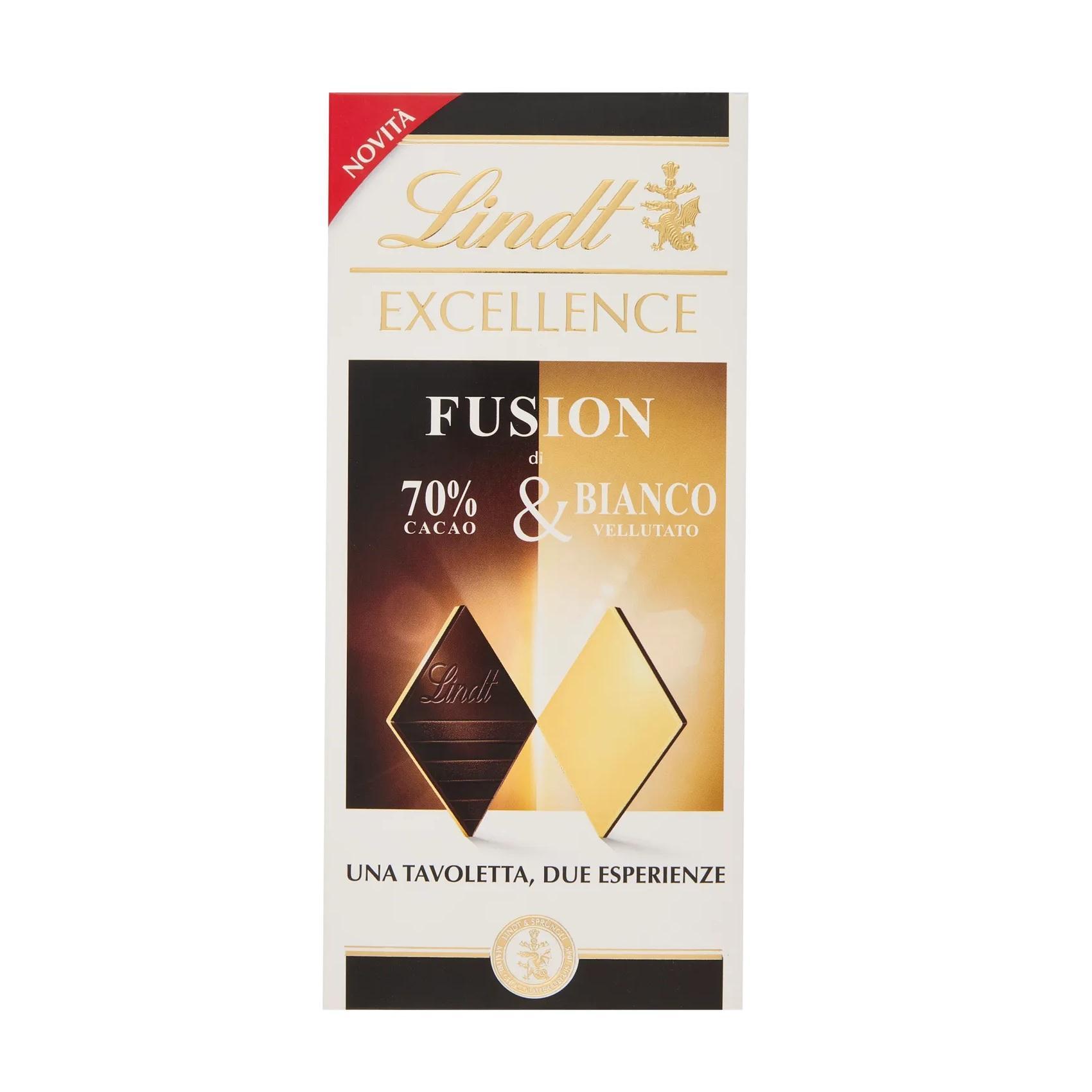 lindt tavoletta excellence fusion cioccolato fondente 70% e cioccolato bianco lindt 100 gr. - foto 1