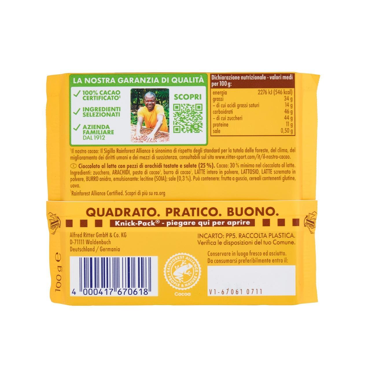 ritter sport tavoletta alle arachidi tostate ritter sport special nuts 100 gr. - foto 2