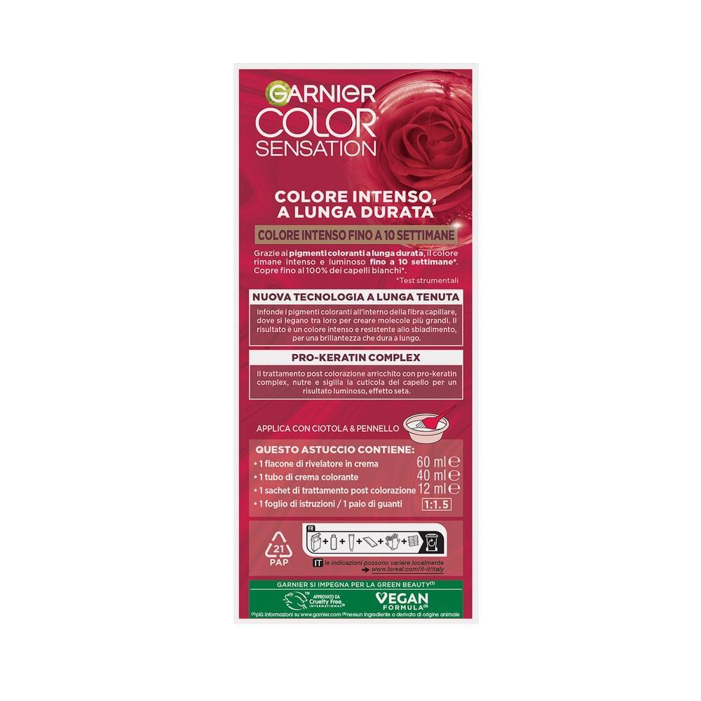 garnier tintura colorazione permanente in crema lunga durata effetto seta con olio di rosa colore 4.0 castano garnier color sensation - foto 2