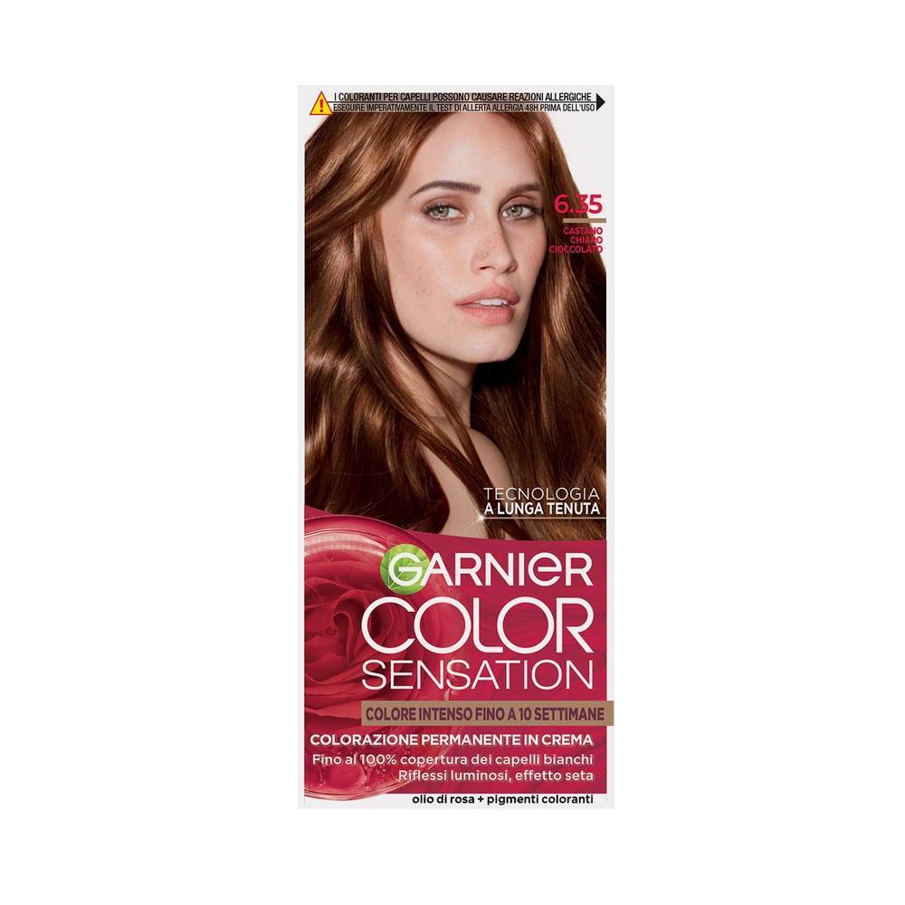 garnier tintura colorazione permanente in crema 6.35 castano chiaro cioccolato garnier color sensation vegan - foto 1