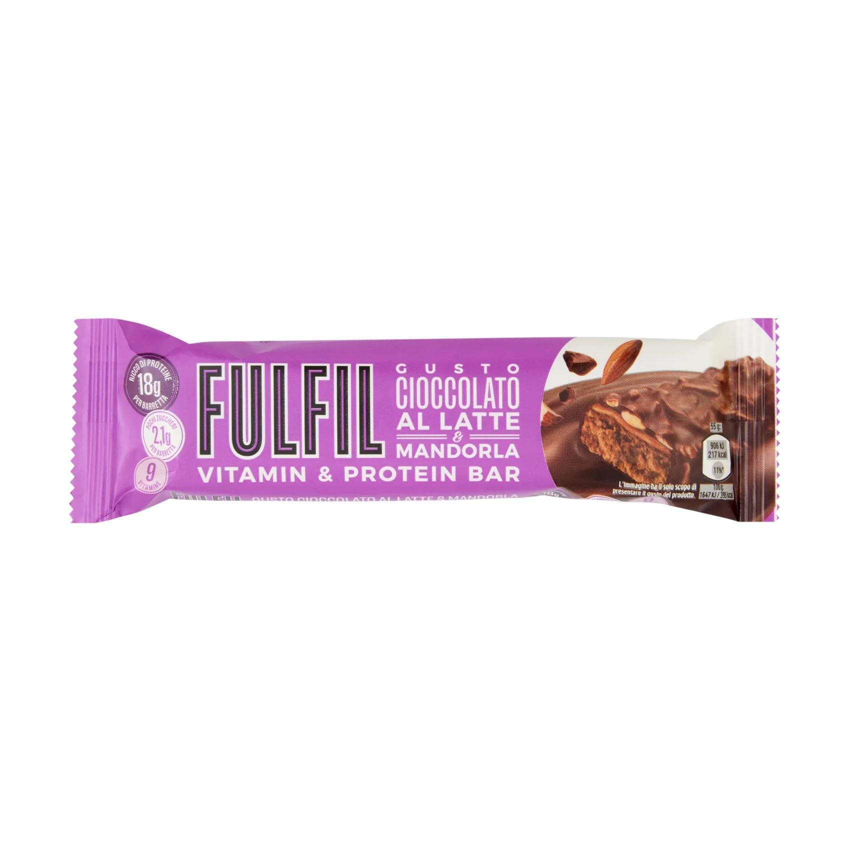fulfil barra proteica al cioccolato al latte e mandorle fulfil bars choco da 55gr. - foto 1