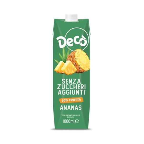 deco' succo d'ananas al 60% senza zucchero deco' da 1 lt. - foto 1
