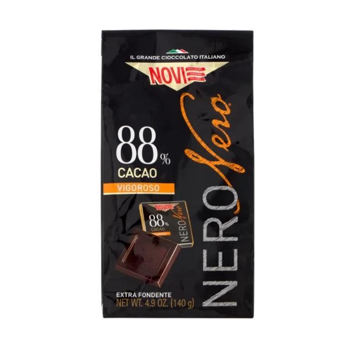 novi sacchetto con quadratini di cioccolato extra fondente nero 88% cacao vigoroso novi 140 gr. - foto 1
