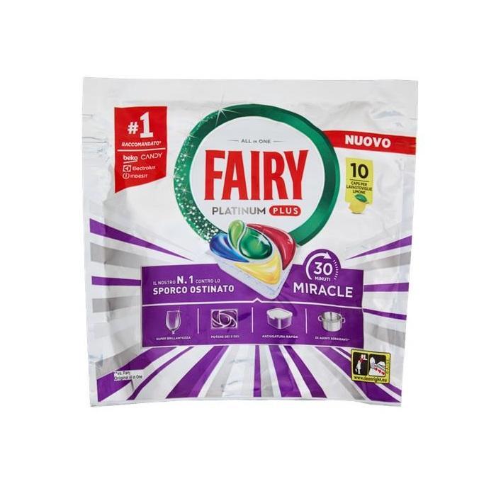 fairy detersivo piatti in pastiglie caps per lavastoviglie plus all in one miracle al limone x10 fairy platinum 164 gr. - foto 1
