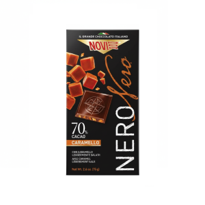 Tavoletta cioccolato nero al caramello  75 gr.
