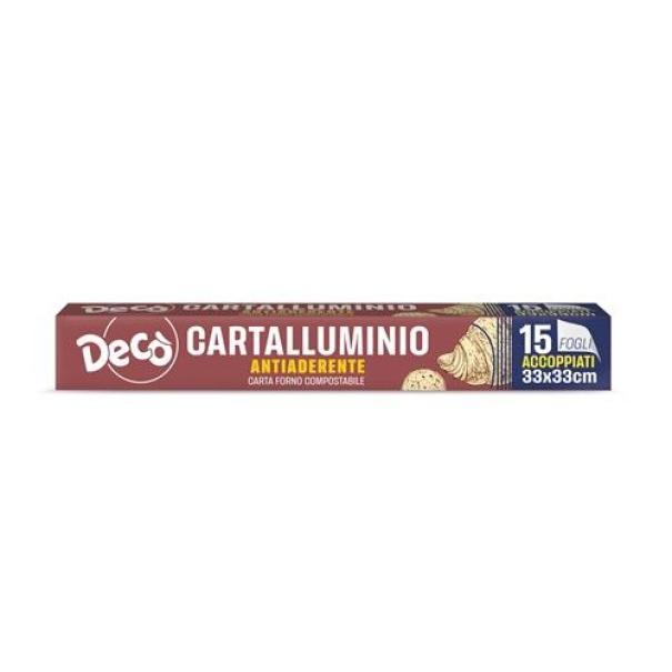 deco' fogli cartalluminio antiaderente misura 33x33 deco' x15 pz. - foto 1
