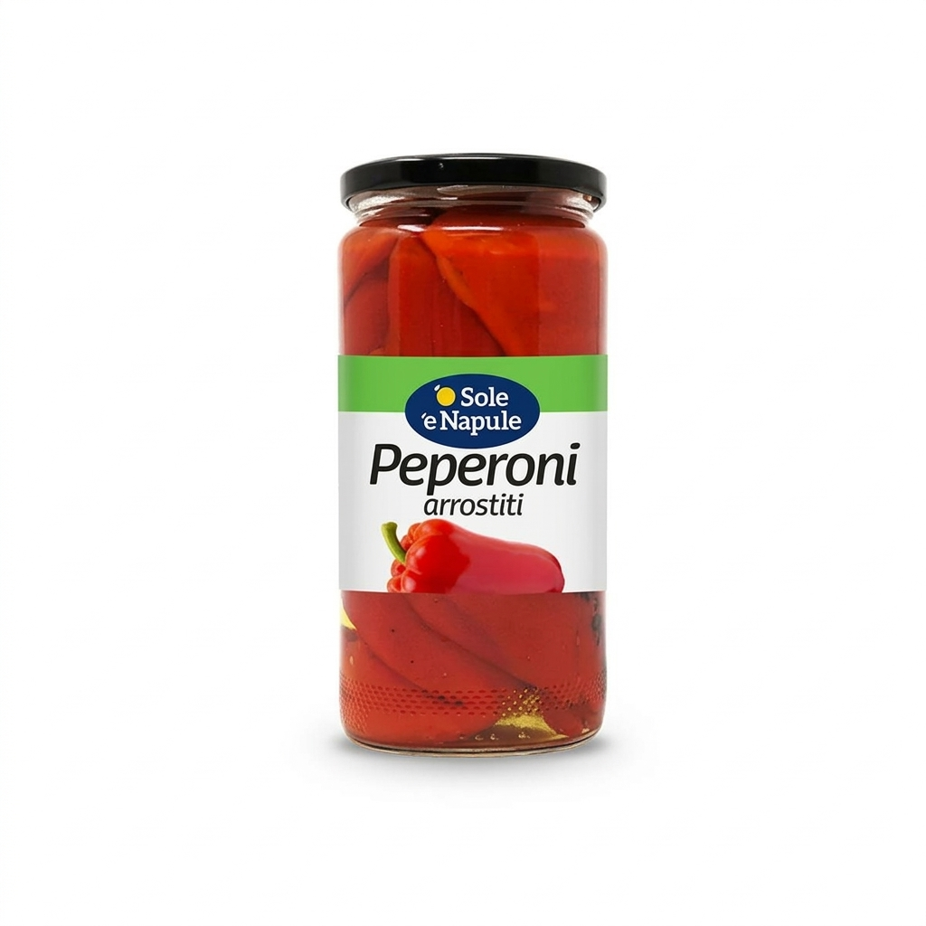 o' sole e' napule peperoni arrostiti al naturale in vaso di vetro o' sole 480 gr. - foto 1