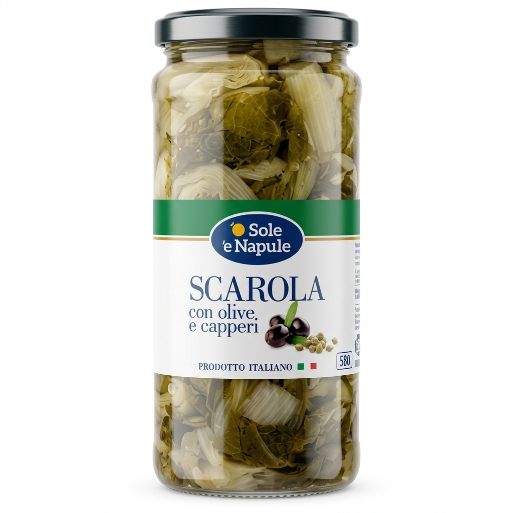 o' sole e' napule scarola alla napoletana con olive e capperi in olio o' sole 540 gr. - foto 1